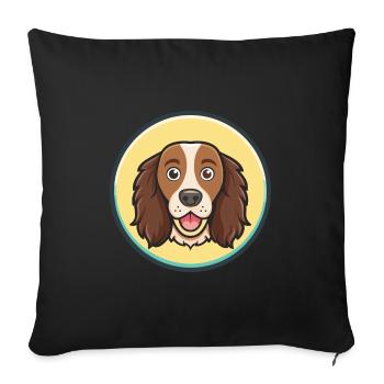 Braque allemand à poil long chien race dessin animé Kawaii - Housse de coussin décorative 45 x 45 cm - noir - Devant