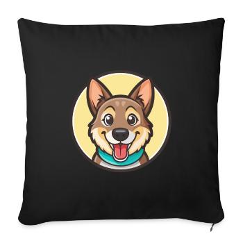 Mischling Hund Rasse Cartoon Figur Kawaii Clipart - Sofakissenbezug 45 x 45 cm - Schwarz - Vorne