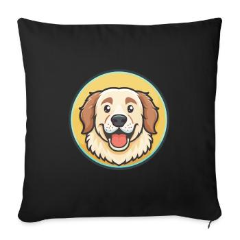 Grande Pyrénées Chien Race Dessin animé Kawaii Clipart - Housse de coussin décorative 45 x 45 cm - noir - Devant