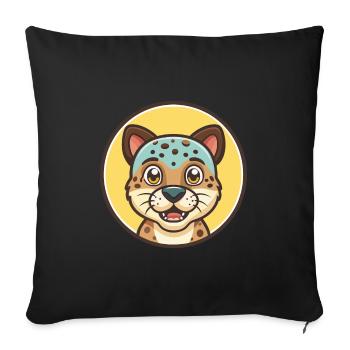 Leopard Cur Dog Breed Funny Cartoon Kawaii Clipart - Sofa pillowcase 17,3'' x 17,3'' (45 x 45 cm) - black - Front