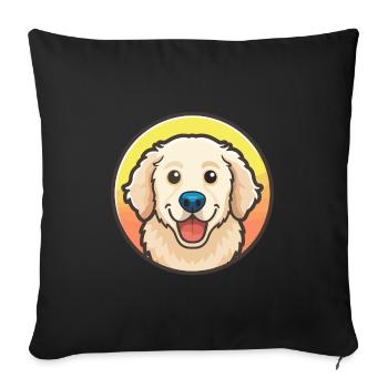 Kuvasz Hongrois Chien Race Dessin Animé Kawaii Clipart - Housse de coussin décorative 45 x 45 cm - noir - Devant