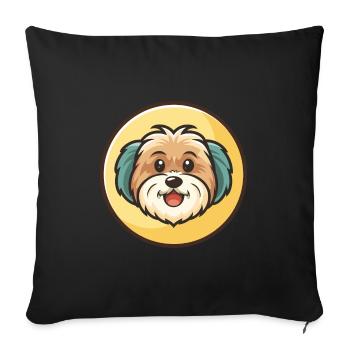 Havanese Dog Breed Colorful Cartoon Kawaii Clipart - Sofa pillowcase 17,3'' x 17,3'' (45 x 45 cm) - black - Front