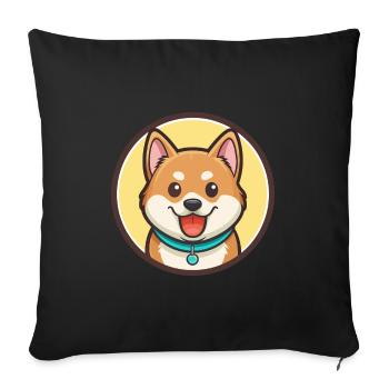 Hokkaido Dog Breed Colorful Cartoon Kawaii Clipart - Sofa pillowcase 17,3'' x 17,3'' (45 x 45 cm) - black - Front
