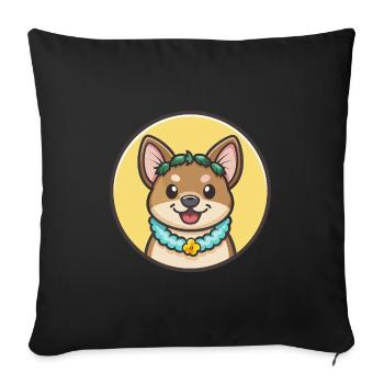 Hawaïen Poi Chien Race Dessin animé Kawaii Clipart Animal de compagnie - Housse de coussin décorative 45 x 45 cm - noir - Devant