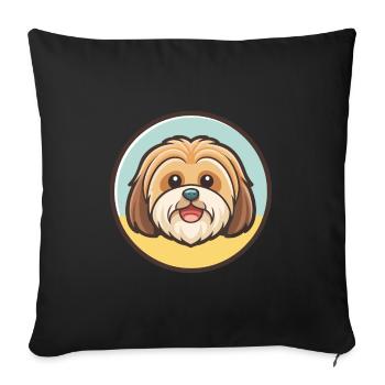 Lhasa Apso Dog Breed Cartoon Kawaii Clipart Animal - Sofa pillowcase 17,3'' x 17,3'' (45 x 45 cm) - black - Front