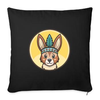 Hare Indian Dog Breed Funny Cartoon Kawaii Clipart - Sofa pillowcase 17,3'' x 17,3'' (45 x 45 cm) - black - Front