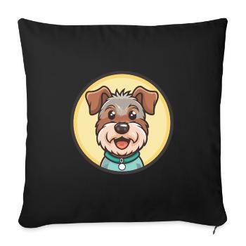 Lucas Terrier Chien Race Dessin animé Kawaii Clipart Animal de compagnie - Housse de coussin décorative 45 x 45 cm - noir - Devant