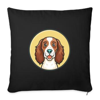 Irlandais Setter Rouge Et Blanc Chien Race Dessin animé drôle - Housse de coussin décorative 45 x 45 cm - noir - Devant