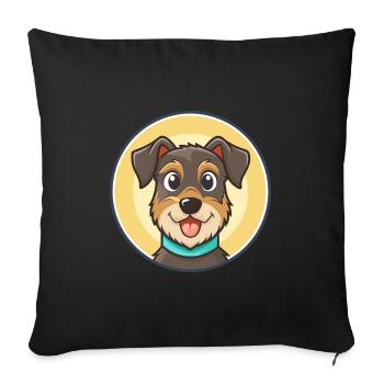 Jagdterrier Dog Breed Funny Cartoon Kawaii Clipart - Sofa pillowcase 17,3'' x 17,3'' (45 x 45 cm) - black - Front