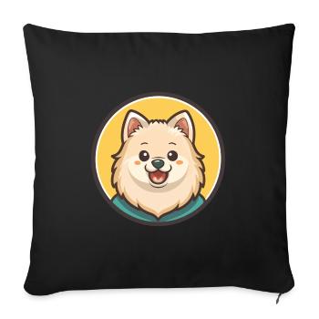 Spitz japonais chien race dessin animé Kawaii Clipart - Housse de coussin décorative 45 x 45 cm - noir - Devant