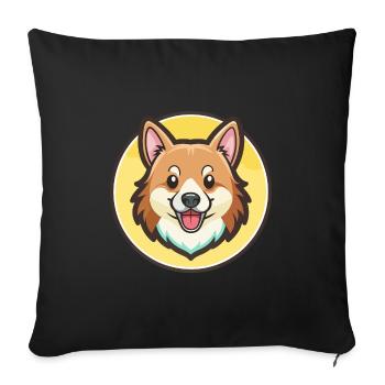 Chien de berger islandais Race de chien Dessin animé Kawaii - Housse de coussin décorative 45 x 45 cm - noir - Devant