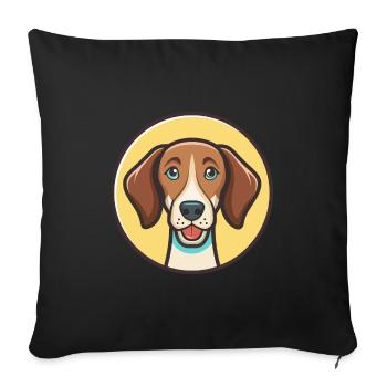 Chien courant à poil court d’Istrie Race de chien dessin animé Kawaii - Housse de coussin décorative 45 x 45 cm - noir - Devant