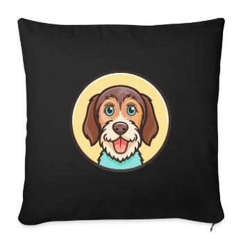 Chien courant à poil dur d’Istrie Race Dessin animé Kawaii - Housse de coussin décorative 45 x 45 cm - noir - Devant
