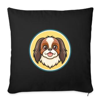 Japonais Menton Chien Race Dessin Animé Kawaii Clipart Animal de compagnie - Housse de coussin décorative 45 x 45 cm - noir - Devant
