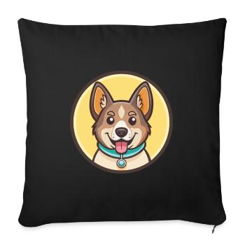 Hygenhund Chien Race Dessin animé Kawaii Clipart Animal - Housse de coussin décorative 45 x 45 cm - noir - Devant