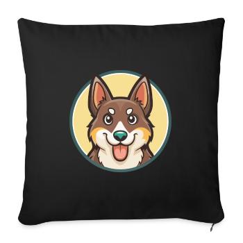 Berger Laponien Chien Race Dessin animé Kawaii Clipart - Housse de coussin décorative 45 x 45 cm - noir - Devant