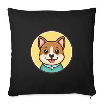 Japanese Terrier Dog Breed Cartoon Kawaii Clipart - Sofa pillowcase 17,3'' x 17,3'' (45 x 45 cm) - black - Front