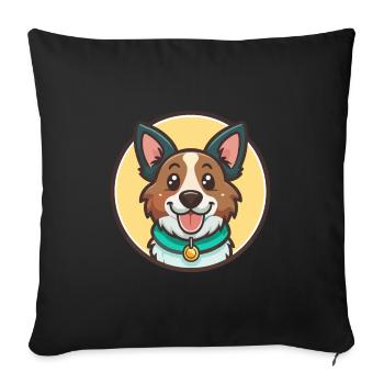 Koolie chien race dessin animé Kawaii Clipart Animal Animal de compagnie - Housse de coussin décorative 45 x 45 cm - noir - Devant