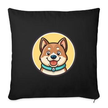 Kai Ken Chien Race Dessin Animé Personnage Kawaii Clipart - Housse de coussin décorative 45 x 45 cm - noir - Devant