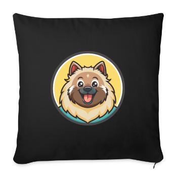 Keeshond Dog Breed Colorful Cartoon Kawaii Clipart - Sofa pillowcase 17,3'' x 17,3'' (45 x 45 cm) - black - Front