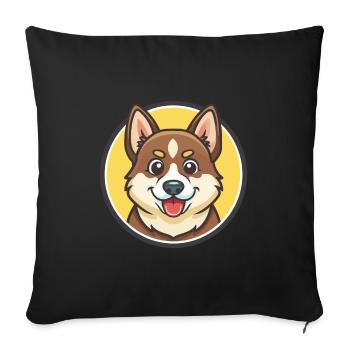 Karelo Finlandais Laïka Chien Race Dessin Animé Kawaii Pet - Housse de coussin décorative 45 x 45 cm - noir - Devant