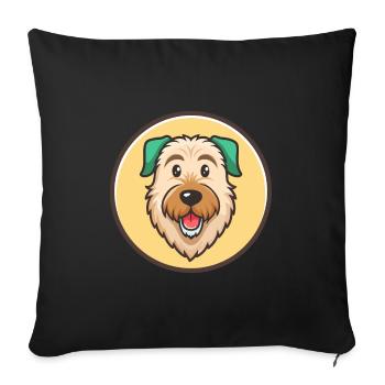Irish Wolfhound Chien Race Dessin animé Kawaii Clipart - Housse de coussin décorative 45 x 45 cm - noir - Devant