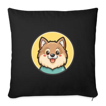 Indian Spitz Dog Breed Cartoon Kawaii Clipart Pet - Sofa pillowcase 17,3'' x 17,3'' (45 x 45 cm) - black - Front