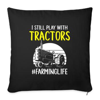 L’écurie des agriculteurs proteste - Housse de coussin décorative 45 x 45 cm - noir - Devant