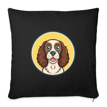 Pont Audemer Epagneul Chien Race Dessin Animé Kawaii Pet - Housse de coussin décorative 45 x 45 cm - noir - Devant