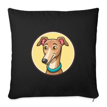 Old Croatian Sighthound Dog Breed Cartoon Kawaii - Sofa pillowcase 17,3'' x 17,3'' (45 x 45 cm) - black - Front