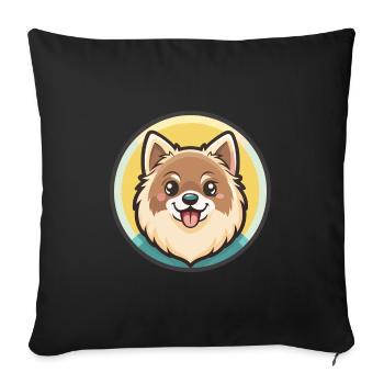 Nordic Spitz Dog Breed Cartoon Kawaii Clipart Pet - Sofa pillowcase 17,3'' x 17,3'' (45 x 45 cm) - black - Front