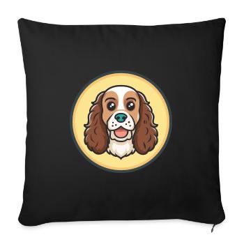 Norfolk Spaniel Dog Breed Cartoon Kawaii Clipart - Sofa pillowcase 17,3'' x 17,3'' (45 x 45 cm) - black - Front