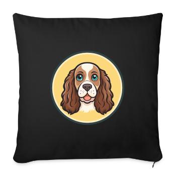 Picardy Spaniel Dog Breed Cartoon Kawaii Clipart - Sofa pillowcase 17,3'' x 17,3'' (45 x 45 cm) - black - Front