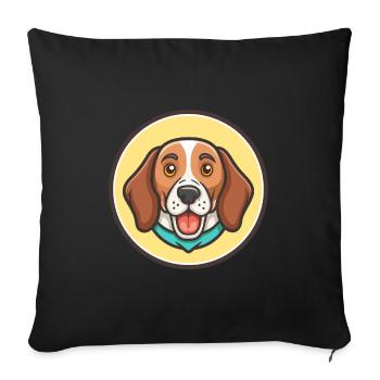 Poitevin Hound Dog Breed Cartoon Kawaii Clipart - Sofa pillowcase 17,3'' x 17,3'' (45 x 45 cm) - black - Front