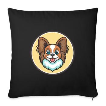 Papillon Chien Race Coloré Dessin Animé Kawaii Clipart - Housse de coussin décorative 45 x 45 cm - noir - Devant