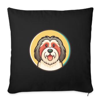 Polish Lowland Sheepdog Dog Breed Cartoon Kawaii - Sofa pillowcase 17,3'' x 17,3'' (45 x 45 cm) - black - Front