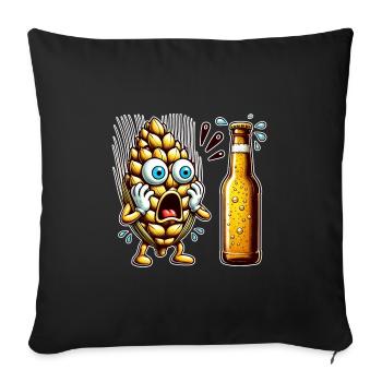 Funny beer hops design - Sofa pillowcase 17,3'' x 17,3'' (45 x 45 cm) - black - Front