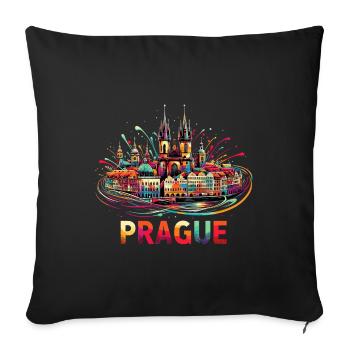 Prague Capital Czech Republic Gift - Sofa pillowcase 17,3'' x 17,3'' (45 x 45 cm) - black - Front