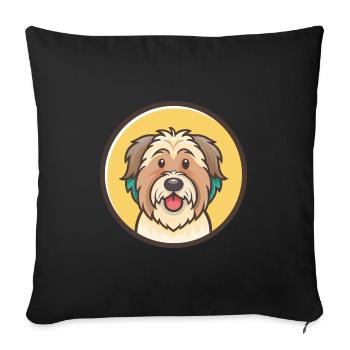 Berger des Pyrénées Race de chien Dessin animé Kawaii Clipart - Housse de coussin décorative 45 x 45 cm - noir - Devant