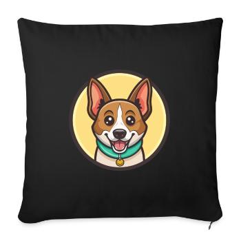 Rajapalayam Dog Breed Funny Cartoon Kawaii Clipart - Sofa pillowcase 17,3'' x 17,3'' (45 x 45 cm) - black - Front