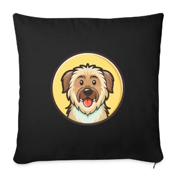 Berger des Pyrénées, race de chien, dessin animé kawaii - Housse de coussin décorative 45 x 45 cm - noir - Devant