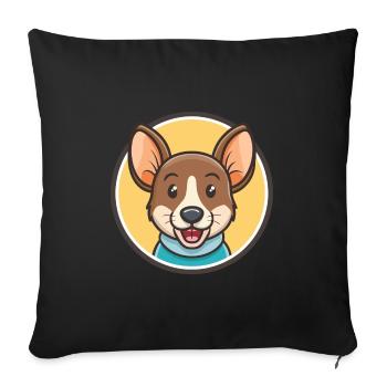 Ratonero Valenciano Race Chien Drôle Dessin Animé Kawaii - Housse de coussin décorative 45 x 45 cm - noir - Devant