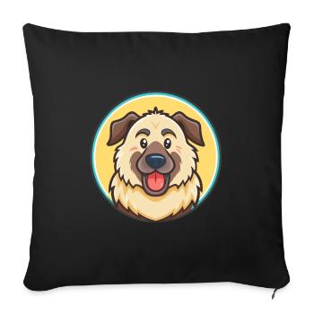 Sarplaninac Dog Breed Funny Cartoon Kawaii Clipart - Sofa pillowcase 17,3'' x 17,3'' (45 x 45 cm) - black - Front