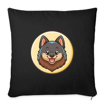 Schipperke Chien Race Dessin animé Kawaii Clipart Animal - Housse de coussin décorative 45 x 45 cm - noir - Devant