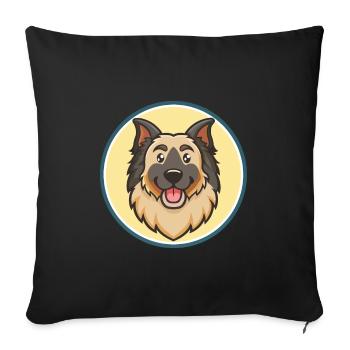 Romanian Raven Shepherd Dog Breed Cartoon Kawaii - Sofa pillowcase 17,3'' x 17,3'' (45 x 45 cm) - black - Front