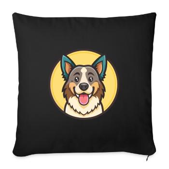 Berger Sarde Race Race Dessin animé Kawaii - Housse de coussin décorative 45 x 45 cm - noir - Devant