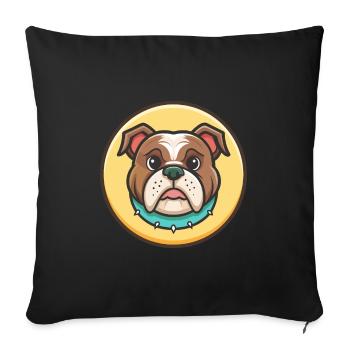 Dessin animé kawaii de race de chien bouledogue serrano - Housse de coussin décorative 45 x 45 cm - noir - Devant