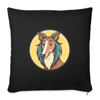 Silken Windhound Chien Race Dessin animé Kawaii Clipart - Housse de coussin décorative 45 x 45 cm - noir - Devant