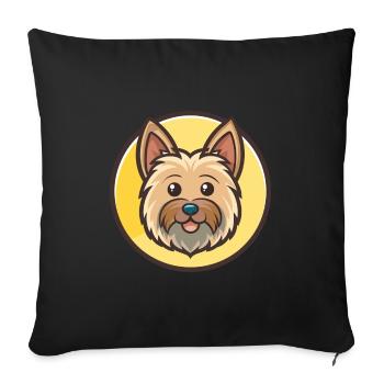 Silky Terrier Hund Rasse Cartoon Kawaii Clipart Haustier - Sofakissenbezug 45 x 45 cm - Schwarz - Vorne
