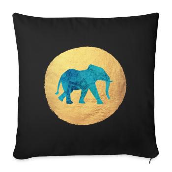 Cercle de Yoga Éléphant Luxe Yogi Inde Méditation om - Housse de coussin décorative 45 x 45 cm - noir - Devant